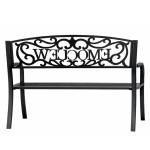 Záhradná kovová lavička WELCOME – 127cm, čierna